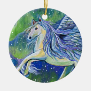 Pegasus In Northern Light Ceramic Tree Decoration