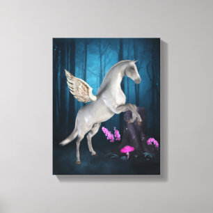 Pegasus Magical Forest Fantasy Horse Art Canvas Print