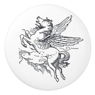 Pegasus mythical creature ceramic knob