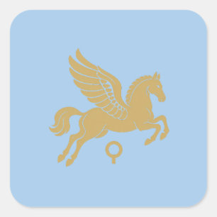 Pegasus of Corinth Ancient Greek Gold Emblem Square Sticker