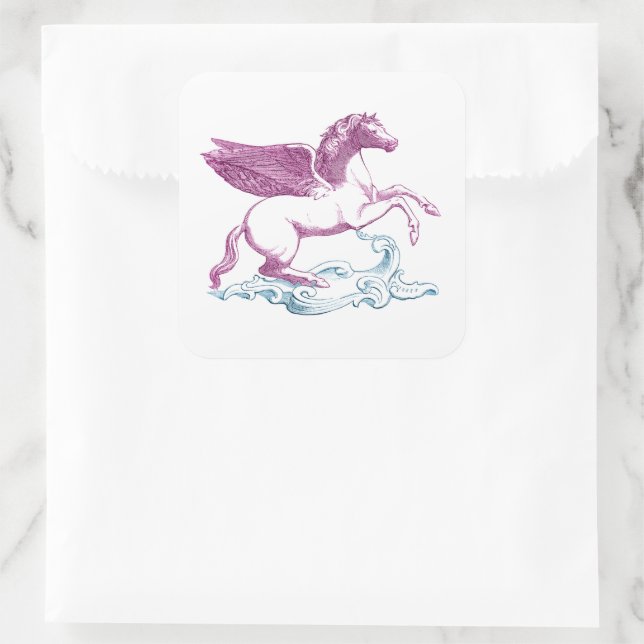 Pegasus on Clouds Square Sticker (Bag)