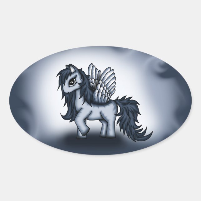 Pegasus Pony Oval Sticker (Front)