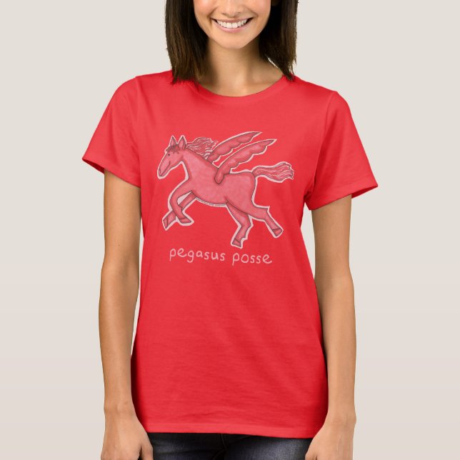 Pegasus Posse Deep Red Women's Basic T-shirt (Front)