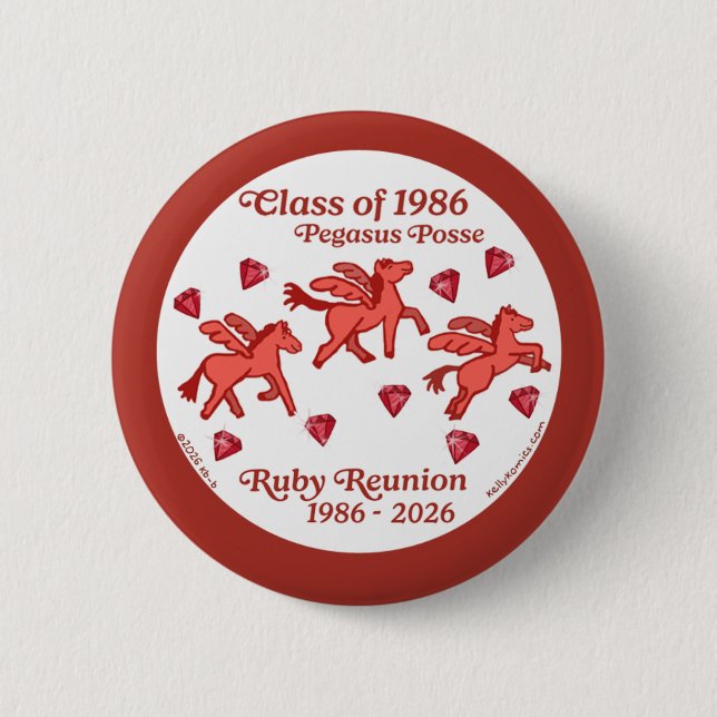 Pegasus Posse Ruby Reunion 6 Cm Round Badge (Front)