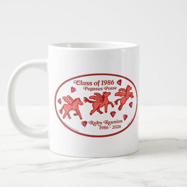 Pegasus Posse Ruby Reunion Large Coffee Mug (Left)