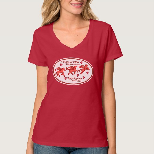 Pegasus Posse Ruby Reunion V-Neck T-Shirt (Front)
