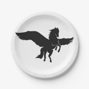 Pegasus silhouette - Choose background color Paper Plate