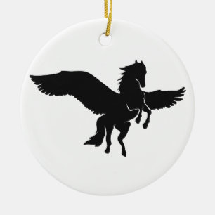 Pegasus silhouette - Choose background colour Ceramic Tree Decoration