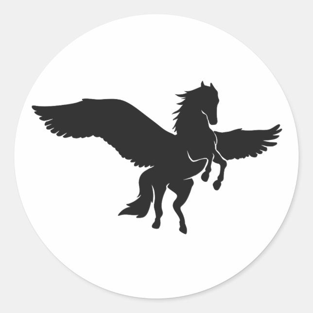 Pegasus silhouette - Choose background colour Classic Round Sticker (Front)