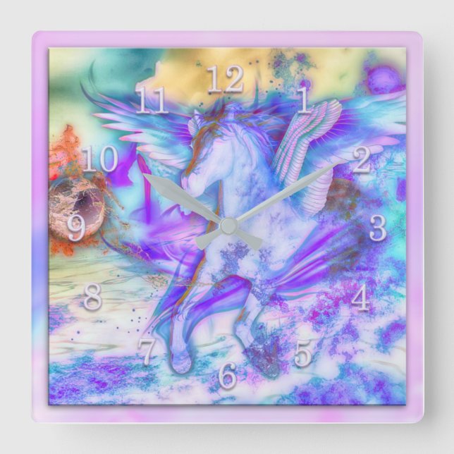 PEGASUS THE DEVINE HORSE SQUARE WALL CLOCK (Front)