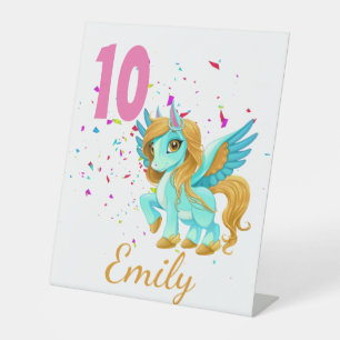 Pegasus Unicorn Colourful Horse Birthday Custom   Pedestal Sign
