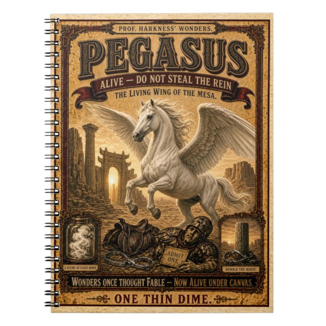 Pegasus, Vintage Circus Monster Notebook (Front)