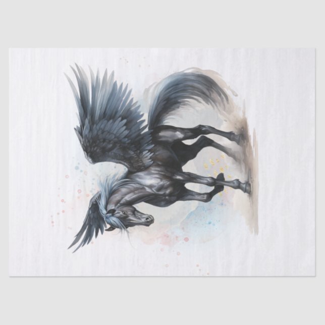 Pegasus Watercolor Decoupage Tissue Paper (Front)