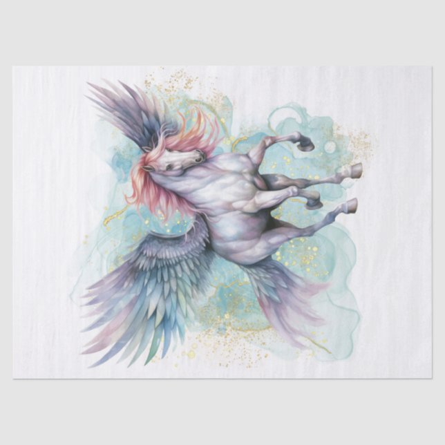 Pegasus Watercolor Decoupage Tissue Paper (Front)