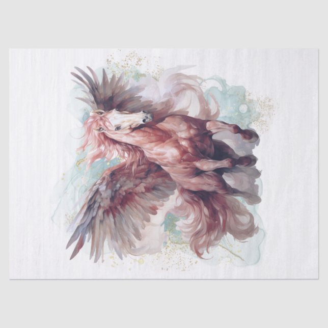 Pegasus Watercolor Decoupage Tissue Paper (Front)