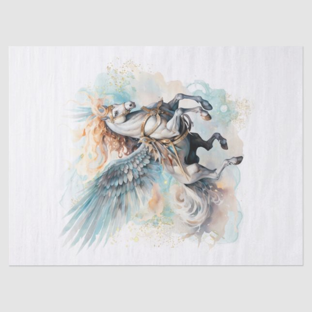 Pegasus Watercolor Decoupage Tissue Paper (Front)
