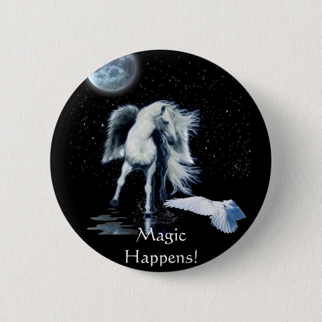 PEGASUS & WHITE RAVEN Collection 6 Cm Round Badge (Front)