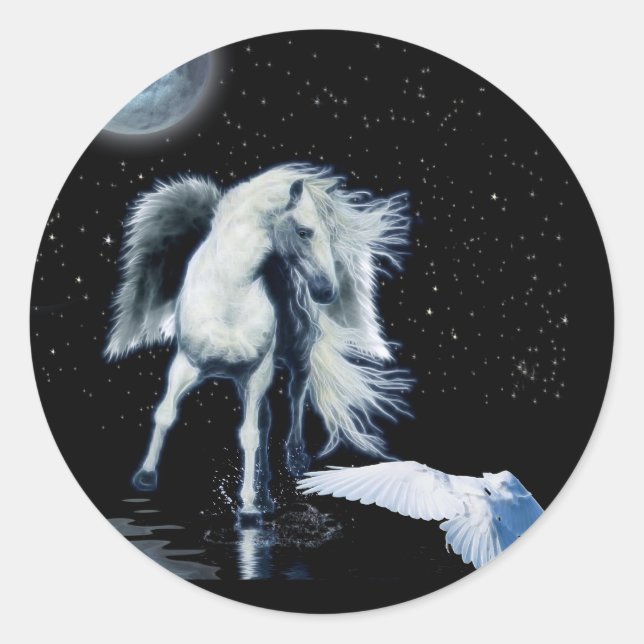 PEGASUS & WHITE RAVEN Collection Classic Round Sticker (Front)