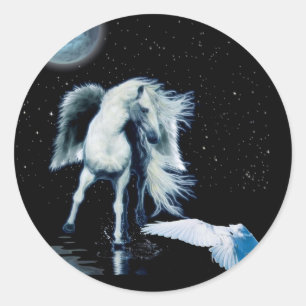 PEGASUS & WHITE RAVEN Collection Classic Round Sticker