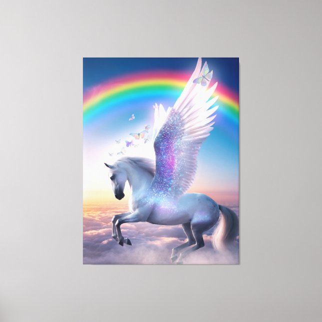 Pegasus with Rainbow Canvas Print (Front)