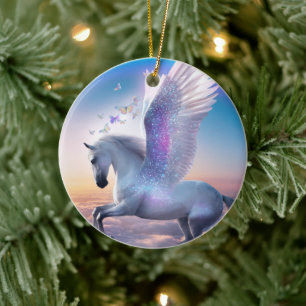 Pegasus with Rainbow Ceramic Tree Decoration