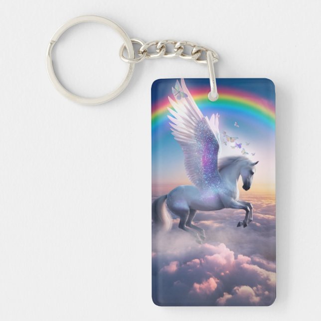 Pegasus with Rainbow Key Ring (Front)