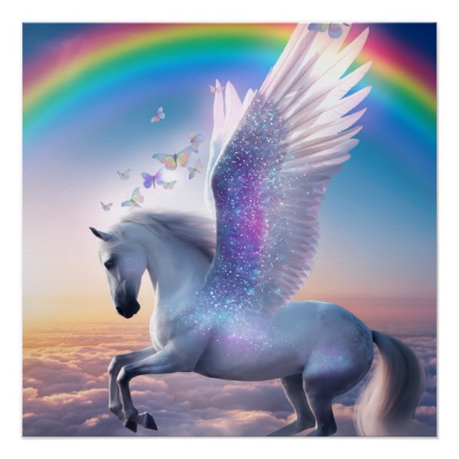 Pegasus with Rainbow Poster (Front)