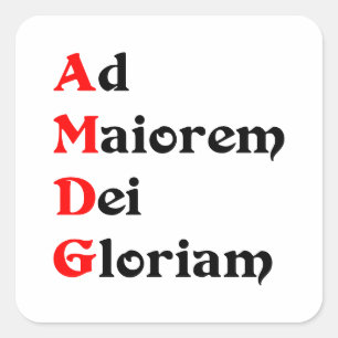 Pegatin AMDG, Ad Maiorem Dei Gloriam Square Sticker