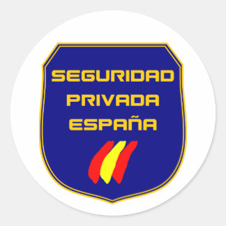 Pegatin Private Security Spain Blue Plate Classic Round Sticker