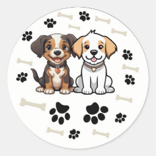 Pegatin/Stickers Round Design Dogs Classic Round Sticker