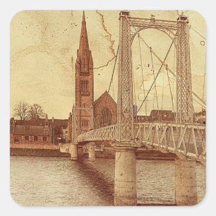 Pegatina Cuadrada The Bouncy Bridge (Inverness - S Square Sticker