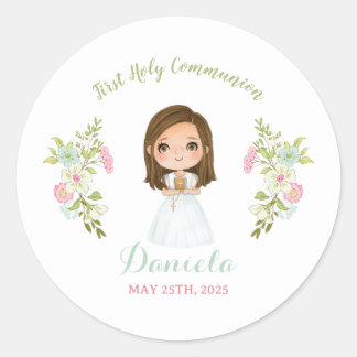 Pegatina DANIELA Primera comunión Classic Round Sticker