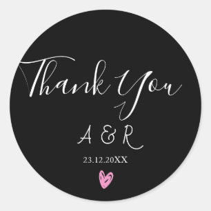 Pegatina Redonda Thank you editable pink floral il Classic Round Sticker