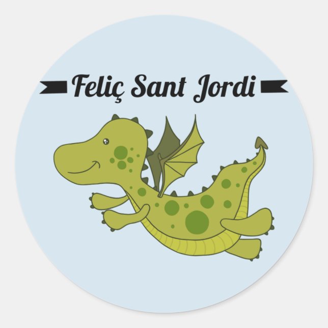 Pegatina, Rodona Feliç Sant Jordi Classic Round Sticker (Front)