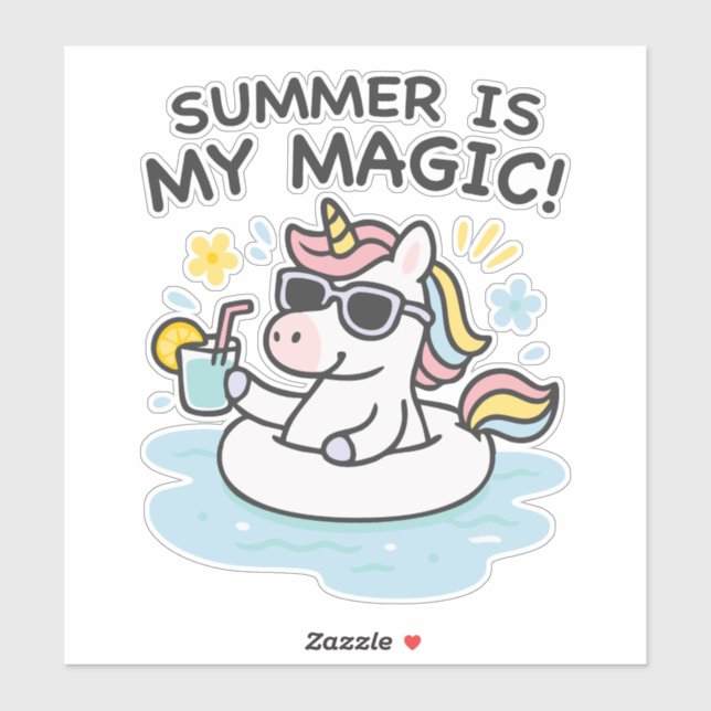 Pegatina unicornio kawaii “Summer is my magic” (Sheet)