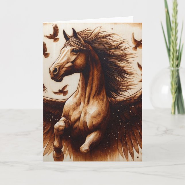 Pegaus Sepia with Birds Card (Front)