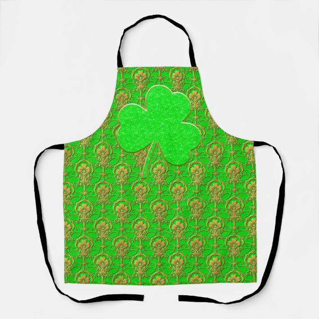 Peggy Ann All Over Gold Green St Patrick's Apron (Front)