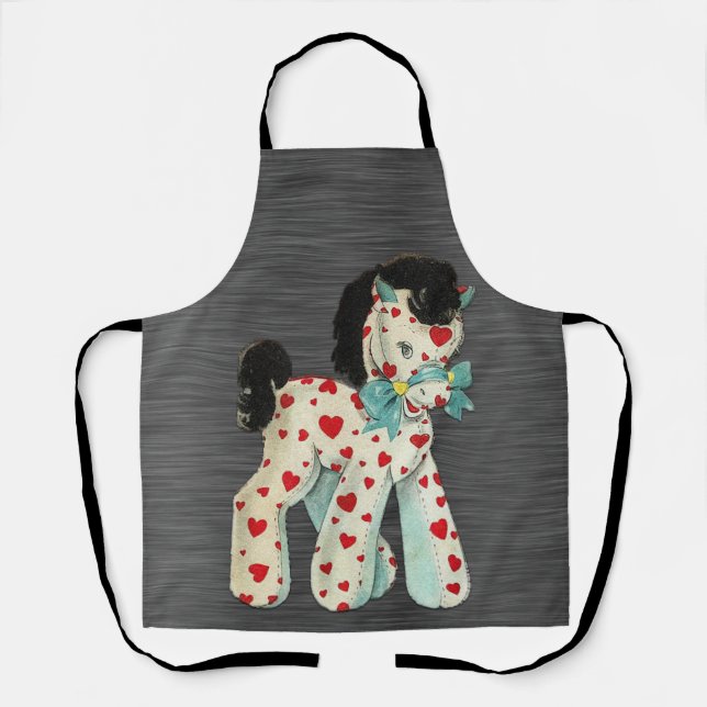 Peggy Ann All Over Grey with Pony Kitchen Apron (Front)