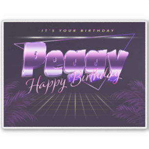 Peggy Name Vorname lila retro Sticker Geburtstag