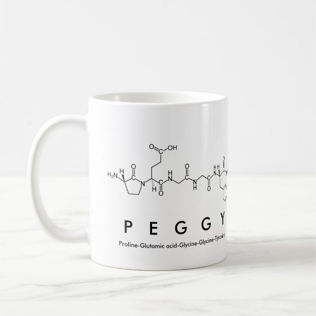 Peggy peptide name mug (Left)