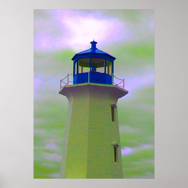 Peggy's Cove Lighthouse poster Nova Scotia blue (Front)