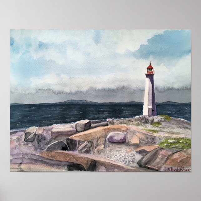 PEGGY'S COVE, NOVA SCOTIA, CANADA WATERCOLOR POSTER (Front)