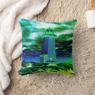 Peggy's Cove Nova Scotia Lighthouse Route Throw Cushion