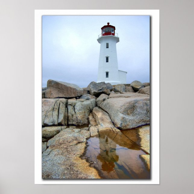 Peggys Point Lighthouse and reflection Poster (Front)