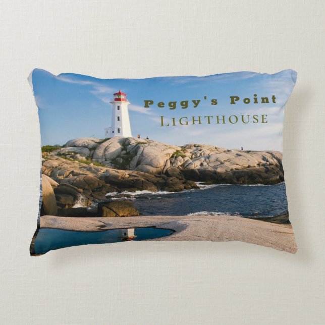 Peggys Point Lighthouse Atlantic Canada Decorative Cushion (Front)