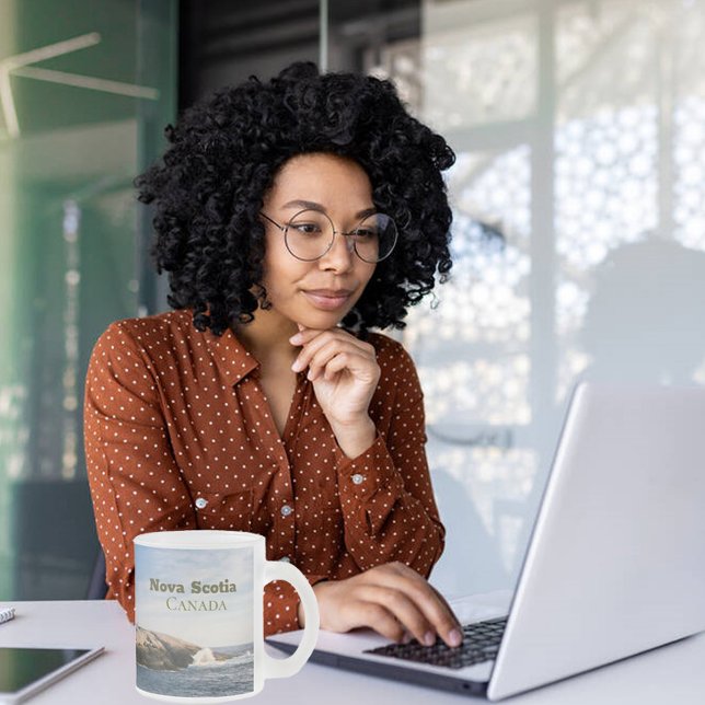 Peggys Point Lighthouse Atlantic Canada Frosted Glass Coffee Mug (Creator Uploaded)