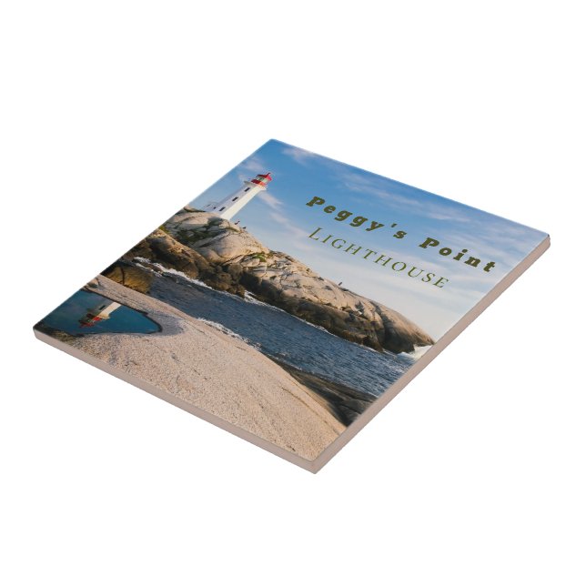 Peggys Point Lighthouse Atlantic Canada Tile (Side)