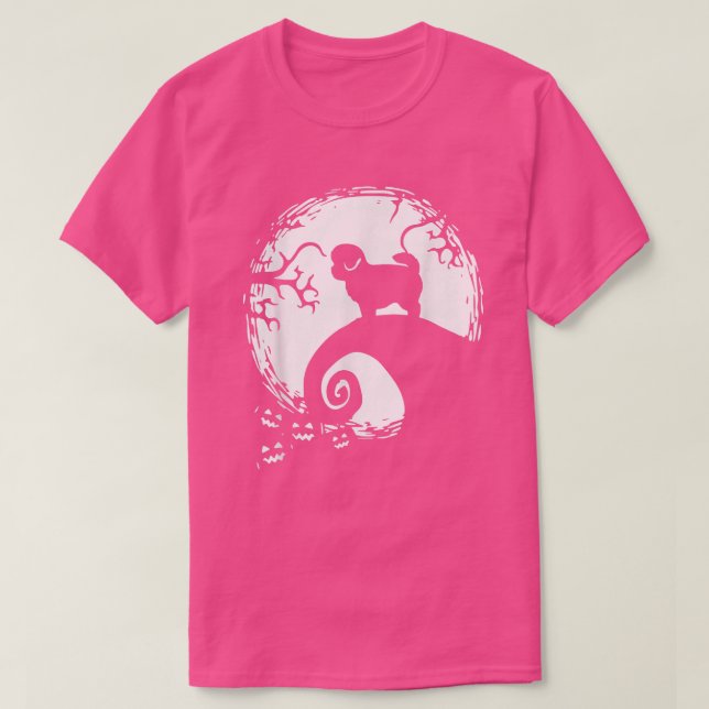 Pekapoo And Moon Halloween  T-Shirt (Design Front)