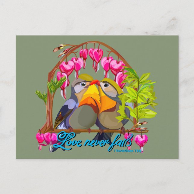 Pekin Robins—Leiothrix Love Never Fails Postcard (Front)