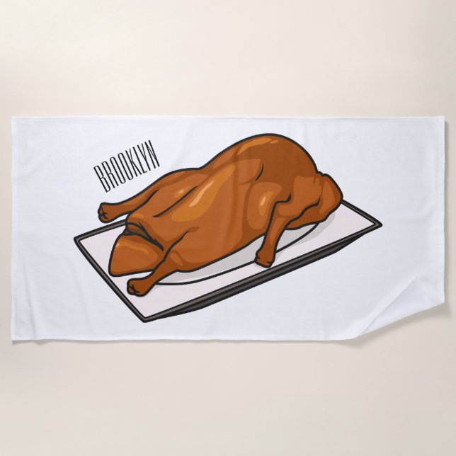 Peking duck cartoon illustration beach towel (Front)